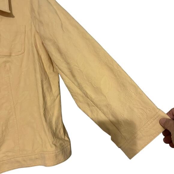 Classic Elements 20/22 Pale Yellow Floral Embossed Texture Jacket Shacket Casual - Picture 4 of 8